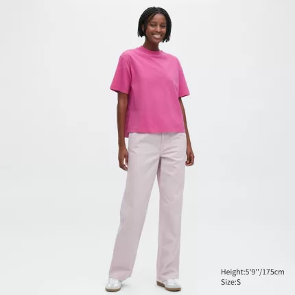 Uniqlo Airism Cotton Short Sleeved T-shirt for Women in Pink