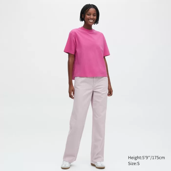 Uniqlo Airism Cotton Short Sleeved T-shirt for Women in Pink