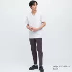 Uniqlo Airism Cotton V Neck Short Sleeved T-Shirt Men White