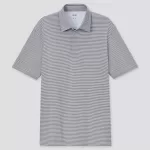 Uniqlo Airism Fly Front Striped Polo Shirt (2021 Season) Men’s Grey