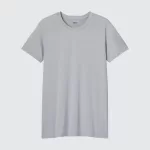 Uniqlo Airism Heather Crew Neck Short Sleeved T-Shirt Men Light Grey