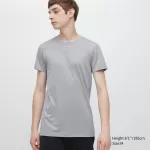 Uniqlo Airism Heather Crew Neck Short Sleeved T-Shirt Men Light Grey