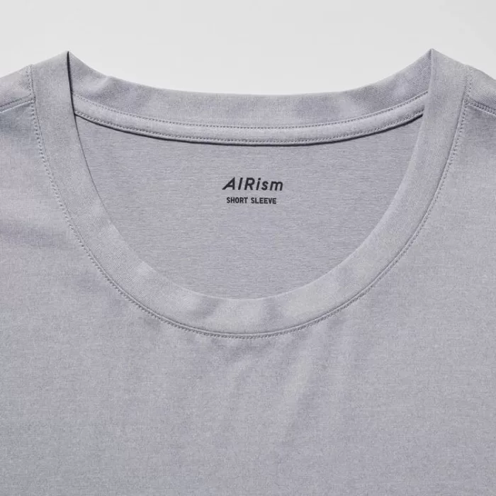 Uniqlo Airism Heather Crew Neck Short Sleeved T-Shirt Men Light Grey