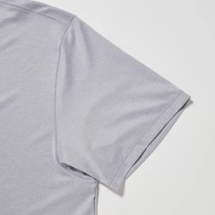 Uniqlo Airism Heather Crew Neck Short Sleeved T-Shirt Men Light Grey