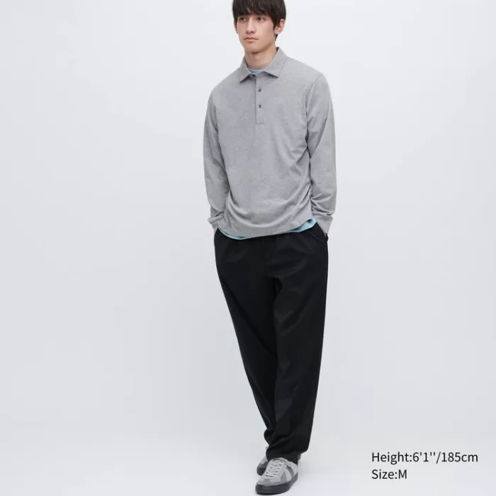 Uniqlo Airism Long Sleeve Men’s Polo Shirt Grey