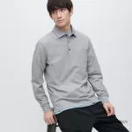 Uniqlo Airism Long Sleeve Men’s Polo Shirt Grey