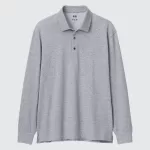 Uniqlo Airism Long Sleeved Men’s Polo Shirt Grey