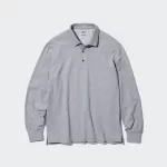 Uniqlo Airism Long Sleeved Men’s Polo Shirt Grey