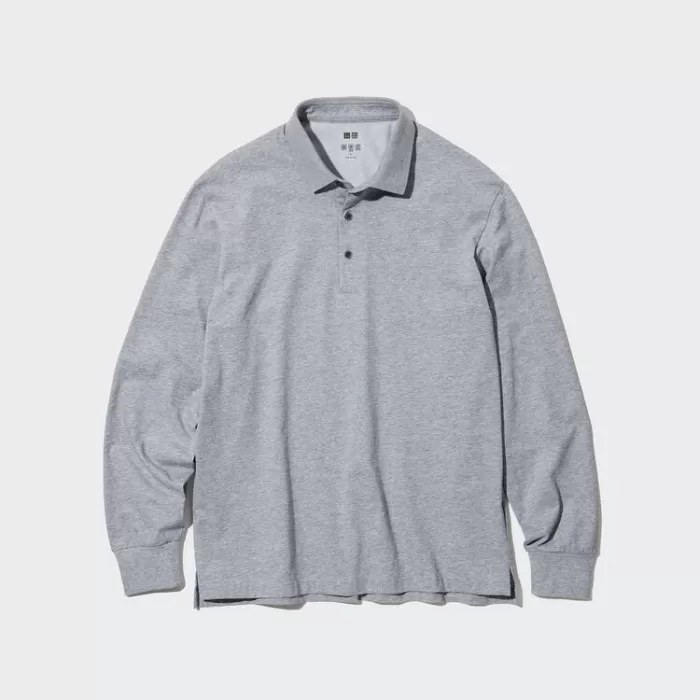 Uniqlo Airism Long Sleeved Men’s Polo Shirt Grey