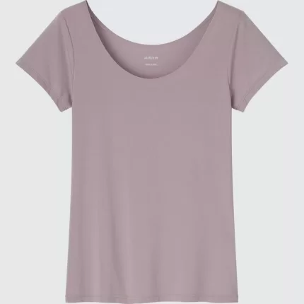 Uniqlo Airism Scoop Neck T-shirt Women Brown