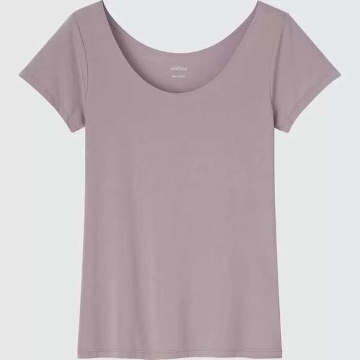 Uniqlo Airism Scoop Neck T-shirt Women Brown