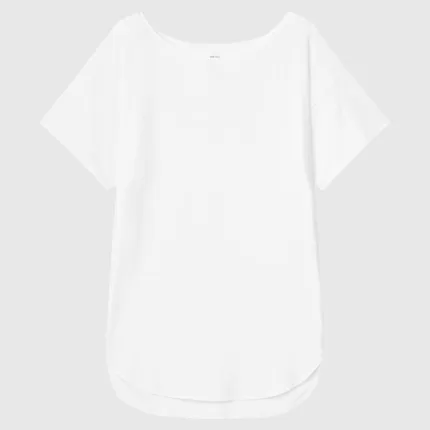 Uniqlo Airism Seamless Boat Neck Longline T-shirt Women White