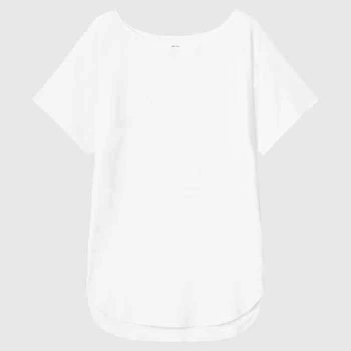 Uniqlo Airism Seamless Boat Neck Longline T-shirt Women White