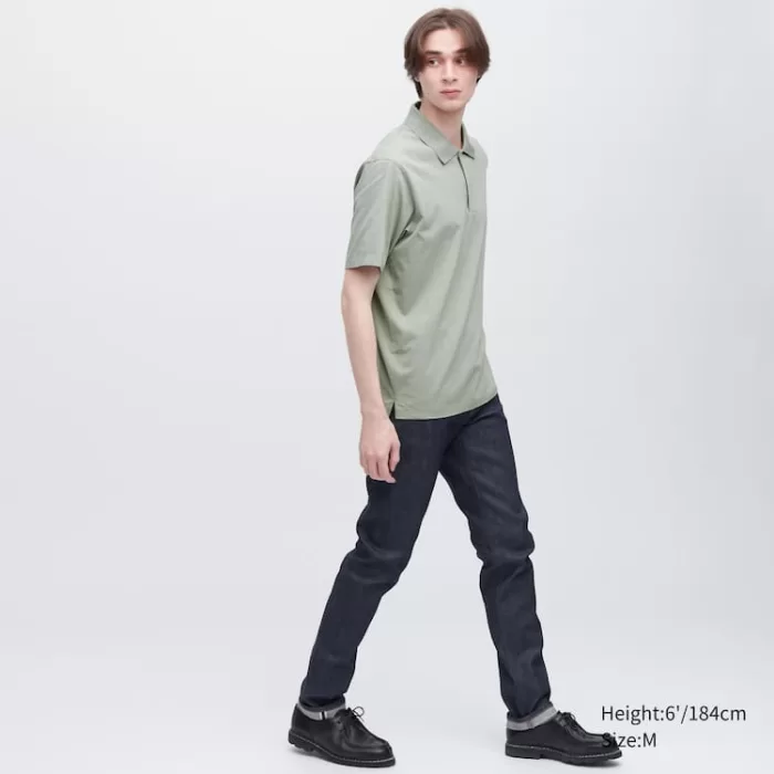 Uniqlo Airism Short Sleeve Polo Shirt Men Green