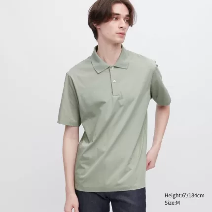 Uniqlo Airism Short Sleeve Polo Shirt Men Green