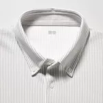 Uniqlo Airism Striped T-shirt (Button-down Collar) Men’s Grey