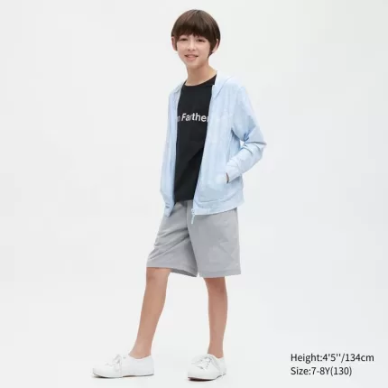 Uniqlo Airism UV Protection Mesh Kids Hoodie Light Blue