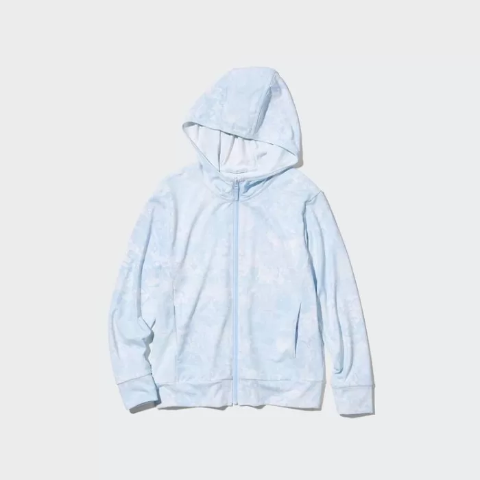 Uniqlo Airism UV Protection Mesh Kids Hoodie Light Blue