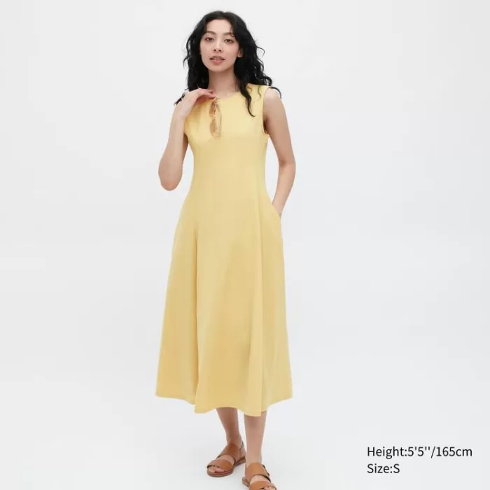 Uniqlo Airism Ultra Stretch Sleeveless Dress Women Yellow