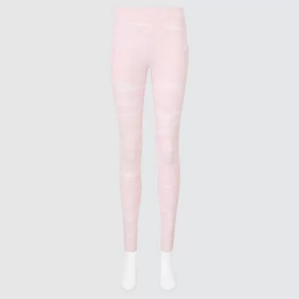 Uniqlo Airism Uv Protection Printed Soft Leggings With Pockets Women Pink