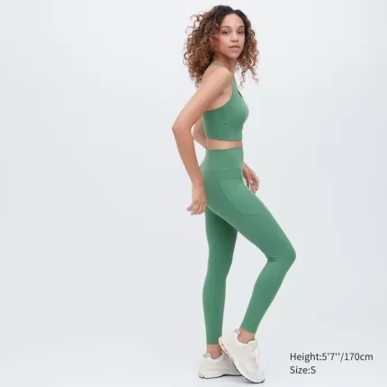 Uniqlo Airism Uv Protection Soft Leggings (With Pockets) Women Green