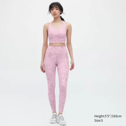 Uniqlo Airism Uv Protection Soft Printed Leggings (With Pockets) Women Pink