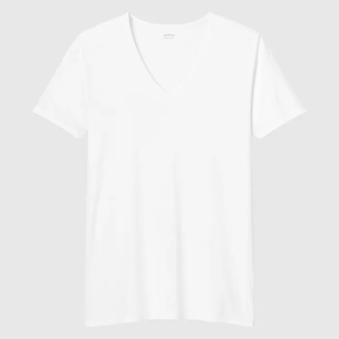 Uniqlo Airism V Neck Short Sleeved T-shirt Men White