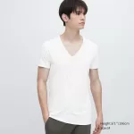 Uniqlo Airism V Neck Short Sleeved T-shirt Men White