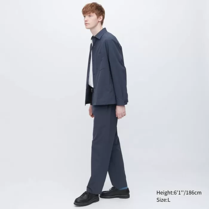 Uniqlo Airsense Ultra Light Seersucker Relaxed Fit Men’s Trousers Blue