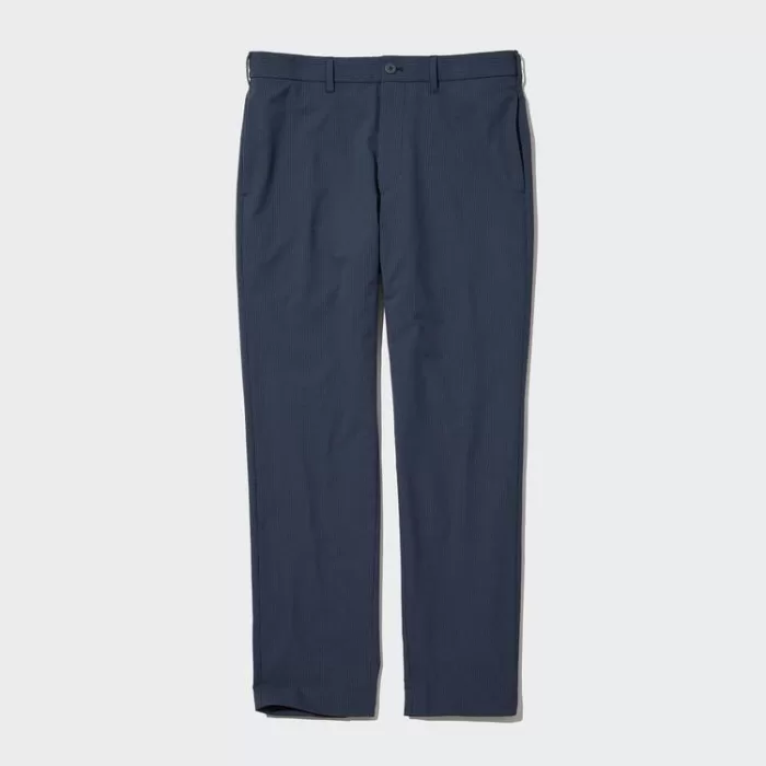 Uniqlo Airsense Ultra Light Seersucker Relaxed Fit Men’s Trousers Blue