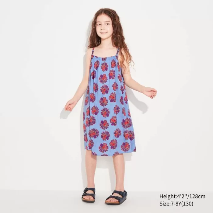 Uniqlo Andy Warhol Flowers Collection Ut Camisole Dress Kids Blue