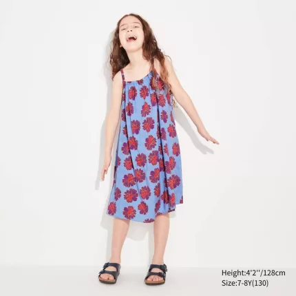 Uniqlo Andy Warhol Flowers Collection Ut Camisole Dress Kids Blue