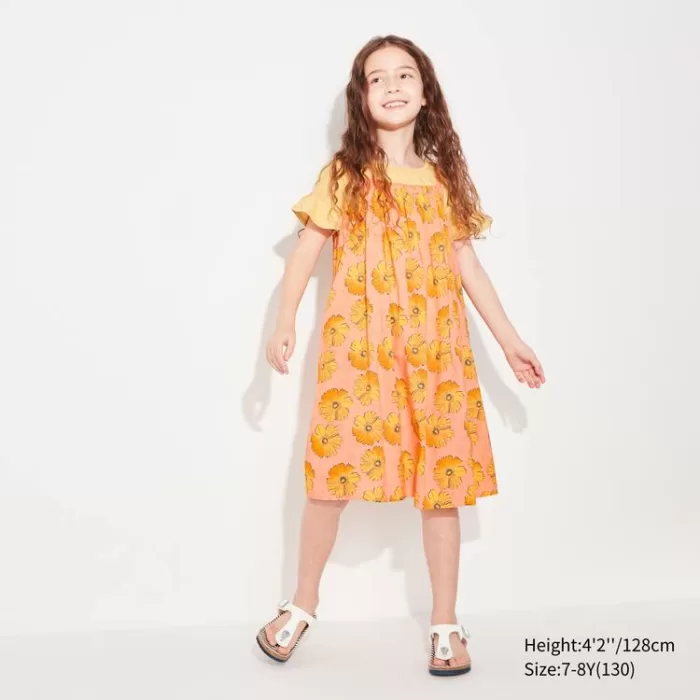 Uniqlo Andy Warhol Flowers Collection Ut Camisole Dress Kids Light Orange