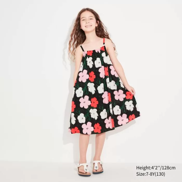 Uniqlo Andy Warhol Flowers Collection Ut Camisole Dress Kids Pink