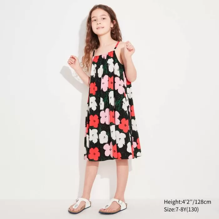 Uniqlo Andy Warhol Flowers Collection Ut Camisole Dress Kids Pink