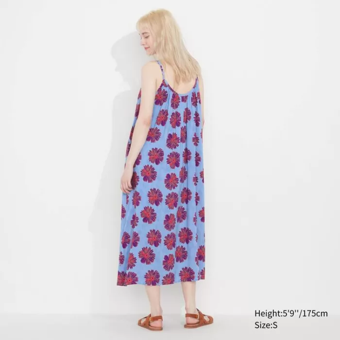 Uniqlo Andy Warhol Flowers Collection Ut Gathered Camisole Dress Women Blue