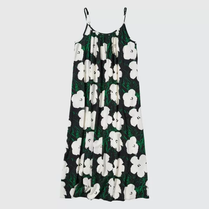 Uniqlo Andy Warhol Flowers Collection Ut Gathered Camisole Dress Women Dark Green