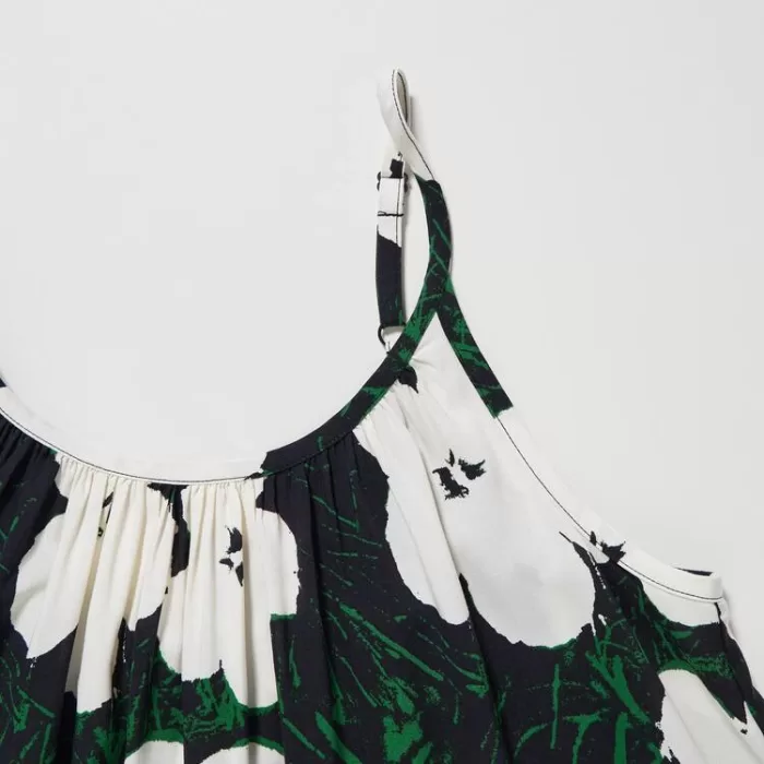 Uniqlo Andy Warhol Flowers Collection Ut Gathered Camisole Dress Women Dark Green