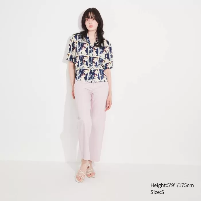 Uniqlo Andy Warhol Flowers Collection Ut Printed Open Collar Short Sleeved Women’s White Shirts