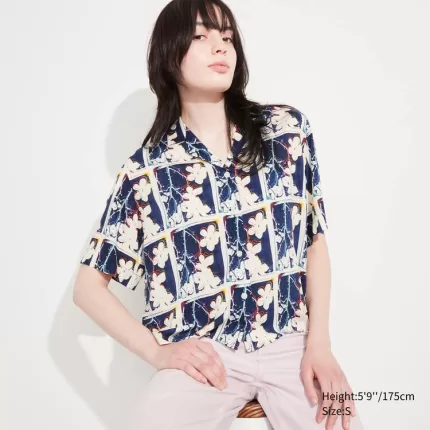 Uniqlo Andy Warhol Flowers Collection Ut Printed Open Collar Short Sleeved Women’s White Shirts