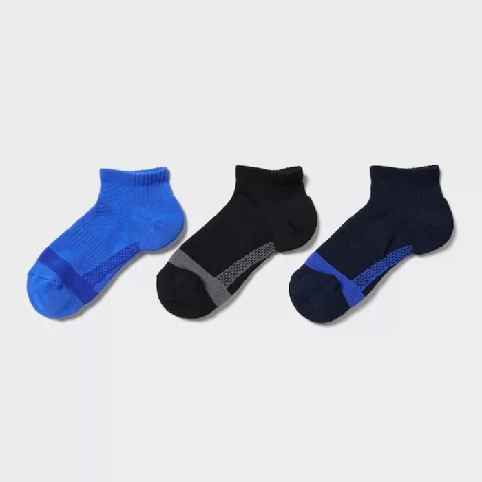 Uniqlo Arch Support Short Socks (Three Pairs) Kids Blue Black