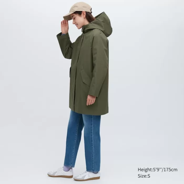 Uniqlo Blocktech Half Coats Women Olive Green