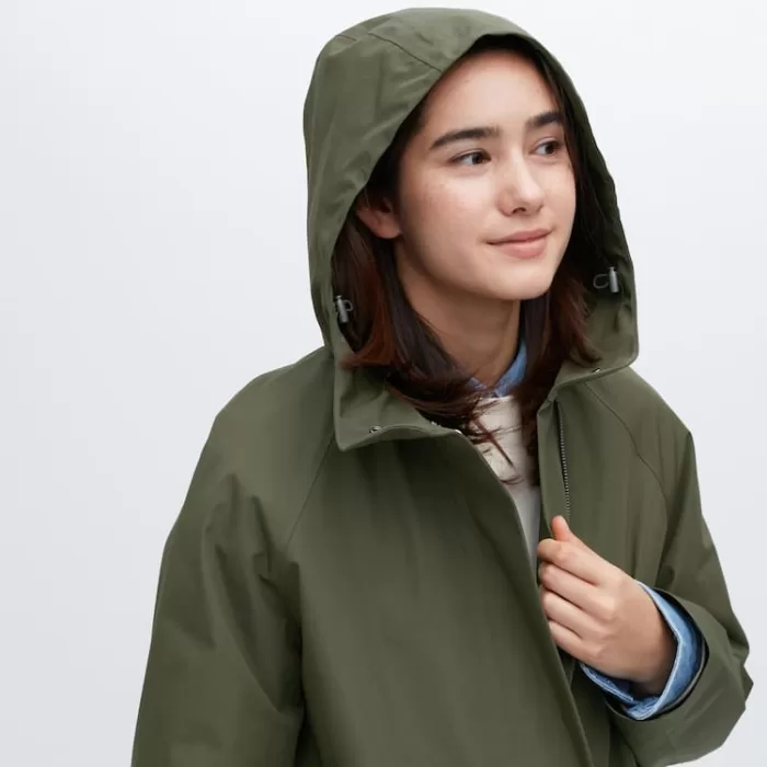 Uniqlo Blocktech Half Coats Women Olive Green