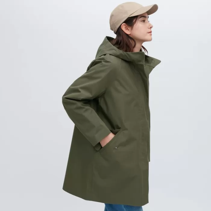 Uniqlo Blocktech Half Coats Women Olive Green