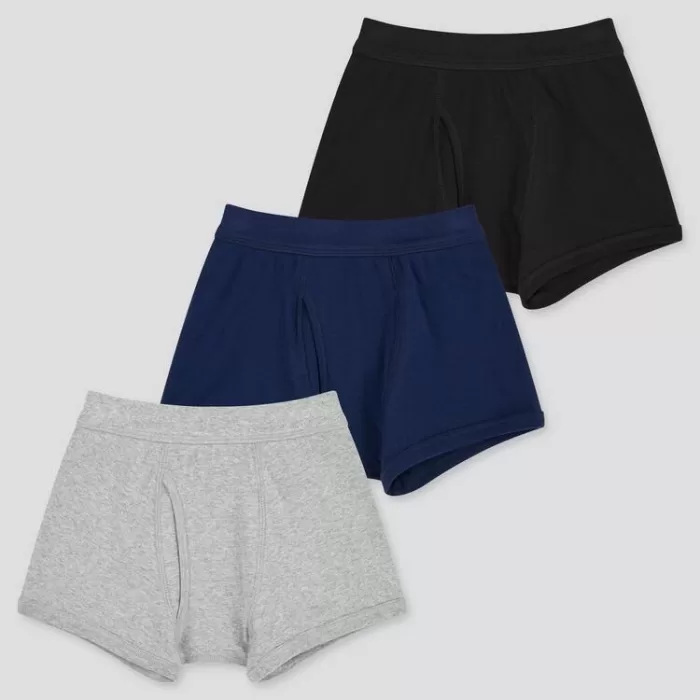 Uniqlo Boxer Underwear (Three Pack) (2021 Season) Boys Grey Blue Black