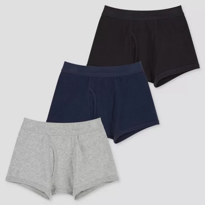 Uniqlo Boxer Underwear (Three Pack) Boys Grey Blue Black