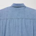 Uniqlo Chambray Oversized Long Sleeved Women’s Shirts Blue