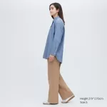 Uniqlo Chambray Oversized Long Sleeved Women’s Shirts Blue