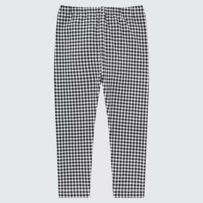 Uniqlo Cotton Checked Leggings (2021 Season) Baby Black