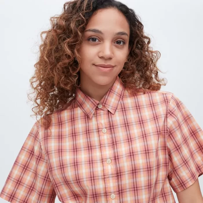 Uniqlo Cotton Checked Short Sleeved Women’s Shirts Pink